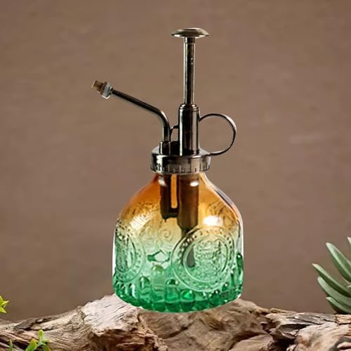 Spray Bottle for Plants, Plant Mister Spray Bottle, Glass Plant Mister Spray Bottle, Embossed Vintage Glass Watering Can, Succulent Watering Bottle with Top Pump for Outdoor (Y) - Image 3