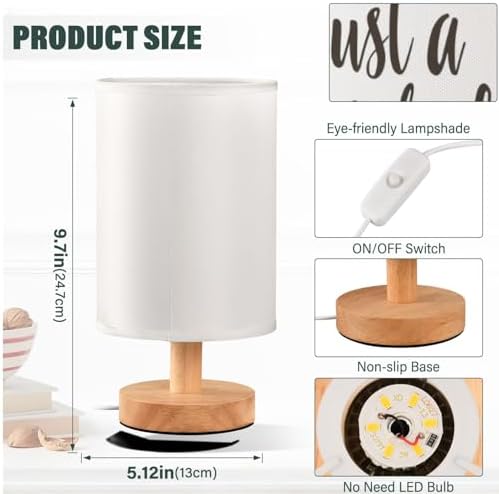Fustylead Cow Lover Girl Quoted Floral Cows Bedside Table Lamps with USB Port for Bedroom LampSmall Nightstand Lamp Sturdy Linen Shade Wooden Base Decorative Lamps for Nursery Kids Reading Dorm Home - Image 4