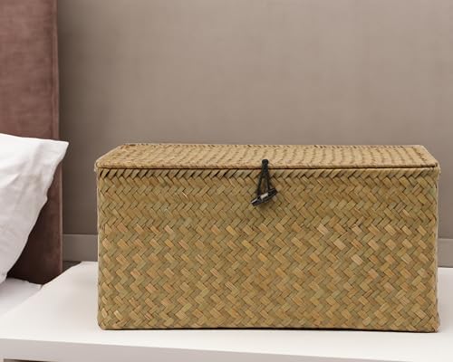 Seagrass Wicker Storage Basket with Lid, X-Large, Natural - Image 7