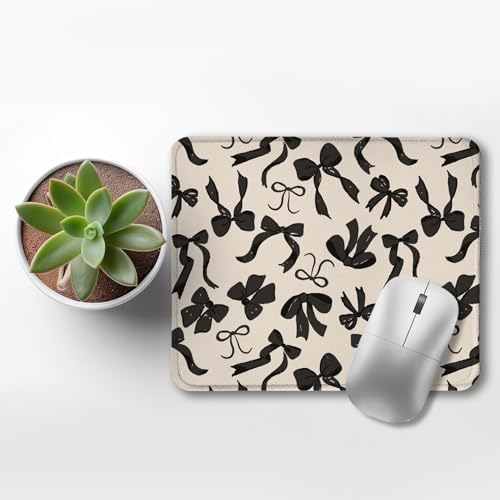 Coquette Black Bow Mouse Pad, Cute Preppy Girly Bow Ribbon Mouse Pads for Wireless Mouse Computers Laptop Desk Accessories, Preppy Girly Office Supplies, 9.5x7.9 Inch - Image 3