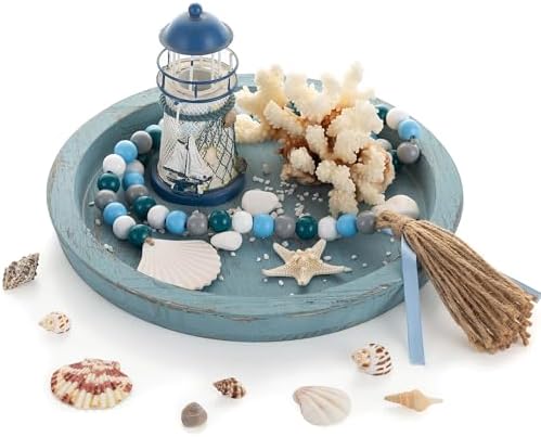 Hanobe Coastal Decorative Tray, Farmhouse Plate for Beach Table Decor by Hanobe