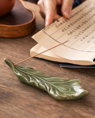 Phoenix Feather Incense Stick Holder with Ash Catcher - Handmade Ceramic Lucky Incense Burner for Meditation, Yoga, and Home Decor by Teavor