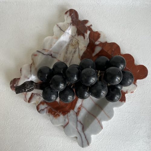 Vintage Natural Marble Tray Small Ornaments Scalloped Tray Handmade Storage Dish for Counter, Vanity, Dresser, Nightstand and Desk (Calacatta Red) - Image 6