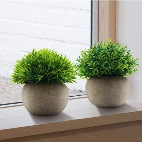 Velener Mini Sage Green Potted Boxwood Topiary Artificial Plants for Home Decor Indoor, Farmhouse House Plant Office Small Desk Shelf Apartment Coffee Bar Bathroom Decor Guest Room, Small Fake Plant - Image 5