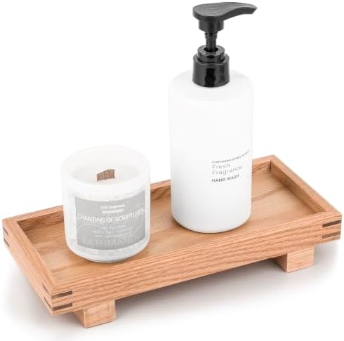 Bathroom Counter Tray Wooden Riser Display Kitchen Soap Holder, Brown by zoocatia