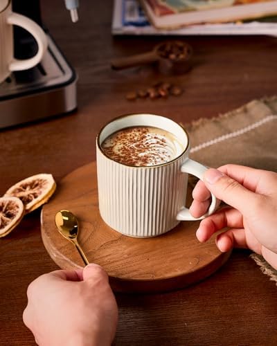famiware Coffee Mug Set of 4, Star 12 oz Ceramic Mugs Cups Set with Handle - Image 5
