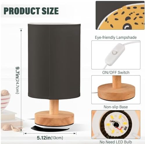 Fustylead Cartoon Style Hamburger and Fries Bedside Table Lamps with USB Port for Bedroom Lamp Accent Table Lamp Small Nightstand Lamp Sturdy Linen Shade Wooden Decorative Lamps for Home|Kids|Holiday - Image 4