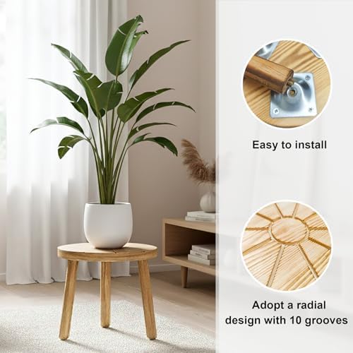 Delma Wood Plant Stands 5-Pack Indoor, Plant Stool, Light Brown - Image 2