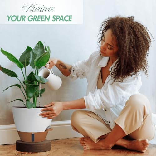 2 Pack 10 inch Self Watering Planters, PP Plastic Plant Pots for Indoor - Image 5