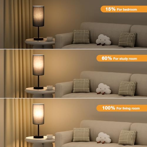Fenmzee 17.4" Black Lamp for Bedroom - Dimmable Touch, USB A+C, AC Outlet - Image 3