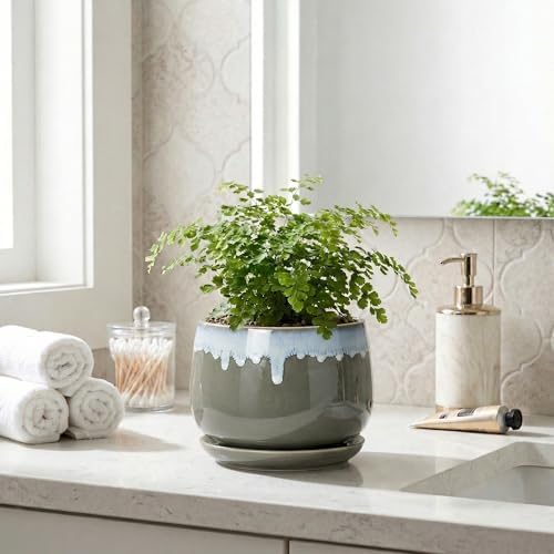 Ceramic Pots for Plants 6 Inch, Indoor Plant Pots, Grey-Blue - Image 7