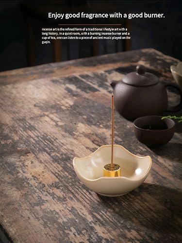 Elegant Ceramic Incense Ash Catcher – Minimalist Beige Incense Holder with 9-Hole Base, Smooth Bottom, Portable & Decorative for Home, Tea Table - Image 2