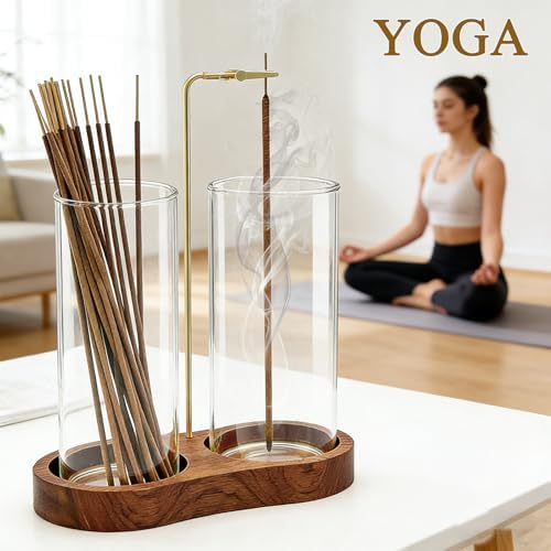 Ceremony Incense Holder, Wooden Incense Burner with Glass Ash Catcher - Image 6