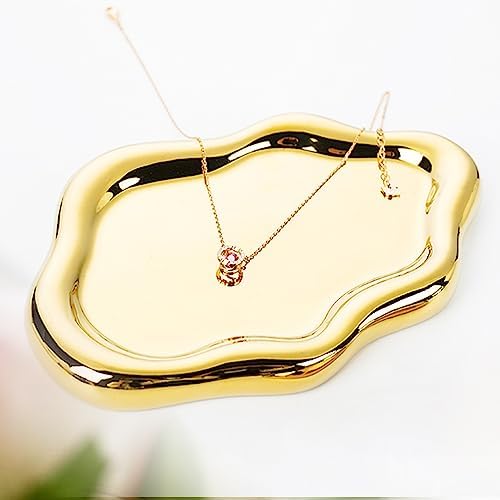 Ceramic Jewelry Dish, Jewelry Tray Trinket Dish, Gold Cloud Trinket Tray by SAMCHILDERLAN