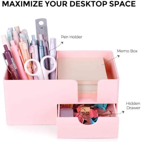 SKYDUE Small Desk Organizer with Sticky Notes Holder,Pen Holder for Desk - Image 3