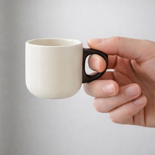 Artizan Handcrafted Ceramic Espresso Cup with Wooden Handle – 150 ml Small Espresso Cup, Elegant Porcelain Cream Coffee Cup – Pack of 2 - Image 5
