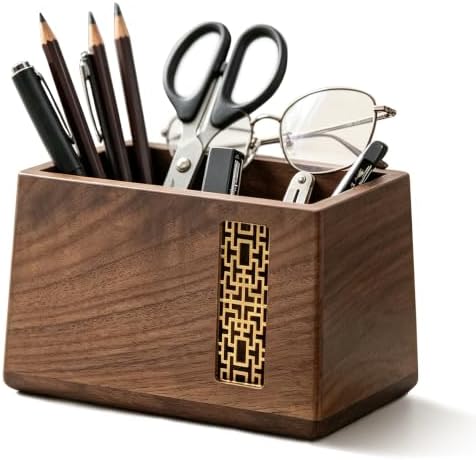 Pen Holder for Desk, Solid Wood Desk Organizer for Office by WOOTIDE