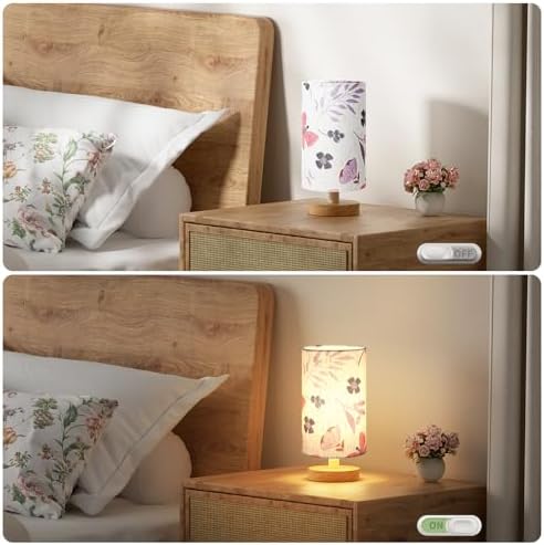 Fenmzee Small Table Lamps (Butterfly Cream Shade, 9" Inline Control) - Image 4
