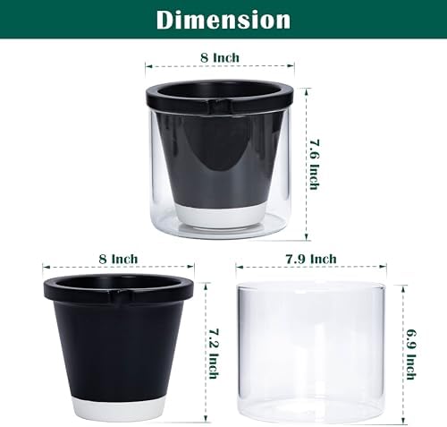 D'vine Dev Self-Watering Black Terracotta Planter Pot, 8 in, 37-X-C-3 - Image 3