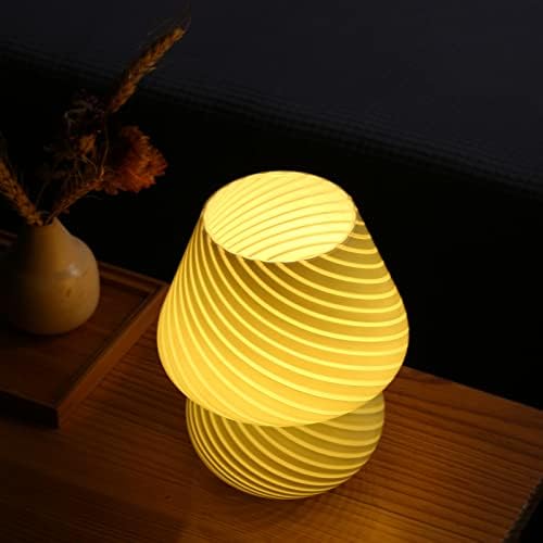 Mushroom Lamp,Glass Mushroom Bedside Table Lamps Purple Translucent Murano Vintage Style Striped Small Nightstand Desklamp Swirl Light for Home Decor, Dining, Living, Bedroom, Gift (Stripe Purple) - Image 5