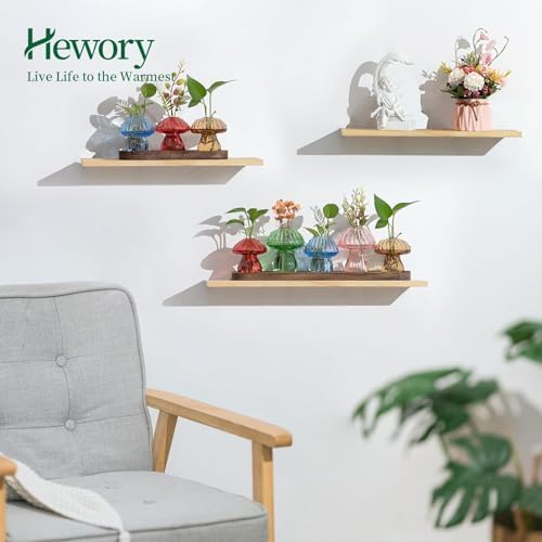 Hewory Plant Propagation Station: 3PCS Colored Mushroom Vase with Wood Tray - Image 4