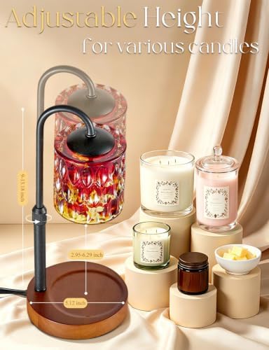 Briever Dimmable Candle Warmer Lamp with Timer, Height Adjustable Electric Candle Wax Warmer, Birthday Gifts for Women Mom, House Warming Gifts New Home Decor, Solid Wood Base, Walnut Tortoiseshell - Image 5