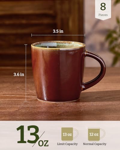 famiware Coffee Mugs Set of 8, Milkyway 13 oz Ceramic Cup Set with Handle - Image 4