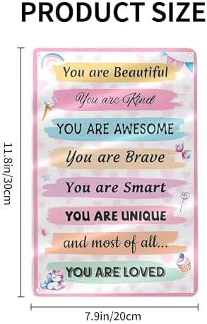 Girls Room Decor Rainbow Wall Decors for Little Girls Teen, 8x12 Inches Metal Sign - Image 2