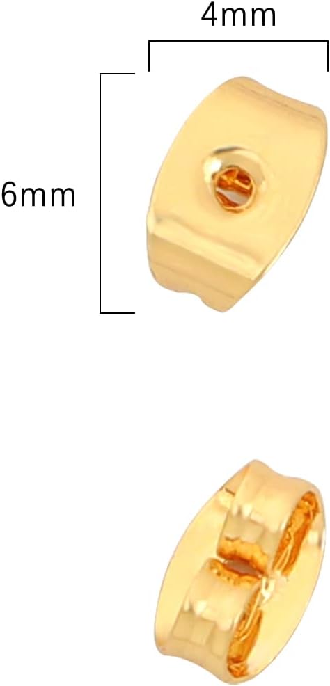 18K Gold Plated Butterfly Earring Backstops 4x6mm 200pcs for Replacement DIY Jewelry Making Findings