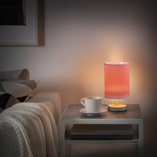 DOMIKING Light Red Pattern Bedside Table Lamp for Bedroom Small Lamps for Nightstand Lamp with USB Ports Desk Lamps for Living Room Nursery Dorm Office Party - Image 6