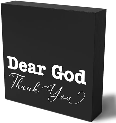Inspirational Christian Decor Bible Verse Desk Decor Wood Sign Farmhouse Black Wooden Box Sign for Living Room Bedroom Kitchen Table Shelf Counter Cafe Home Office Store Pub Bar Religious Gifts by Woght