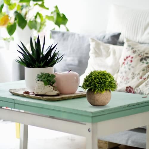 Velener Artificial Boxwood Faux Plant Indoor- Topiary Small Desk Plant Decor for Bedroom Office Cubicle Shelf Decor Window Will Plant Shelf Decoration Dorm Kitchen Counter, Farmhouse Home Decor Accent - Image 5