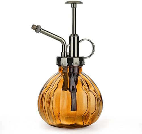 T4U Glass Plant Mister 200ML, Vintage Spray Bottle with Top Pump Fine Mist Flower Garden Sprayer Small Decorative Spritzer Watering Can Gift for Indoor Outdoor Succulent House Plant (Brown) by T4U