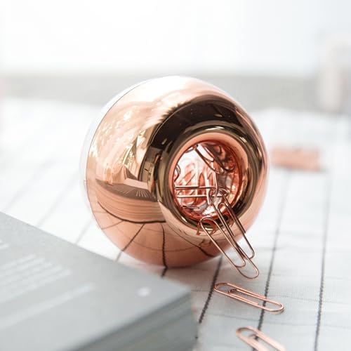NatSumeBasics Rose Gold Paper Clip Holder Dispenser & 100 Paper Clips - Image 2