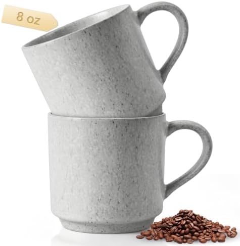 Pilnocok 8 oz Ceramic Small Mugs Set of 2, White by Pilnocok
