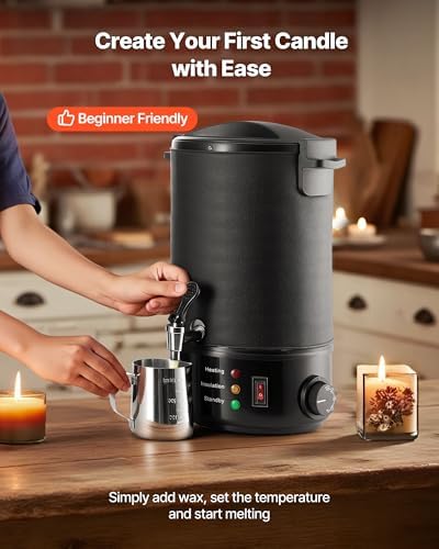 VEVOR 16 Lbs Wax Melter for Candle Making, Fast and Even Heating, with Easy Pour Spout and Temperature Control, Grooved Base for Non-Stick and Smooth Flow, Wax Melting Pot for Making Candles Soaps - Image 2