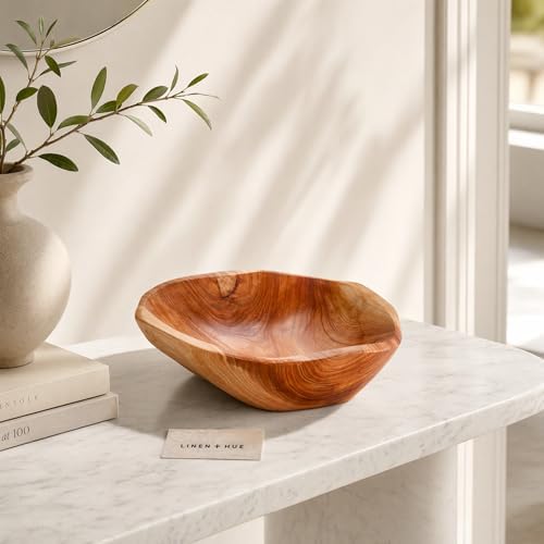 ZENFUN Natural Wood Fruit Bowl 7.8-9.5 Inch, Unique Root Dish Bowl, Fruit Snack Dish for Sandwich Bread Serving, Handmade Serving Bowl for Candy, Vintage Ring Dish, Serving Appetizer Display - Image 4