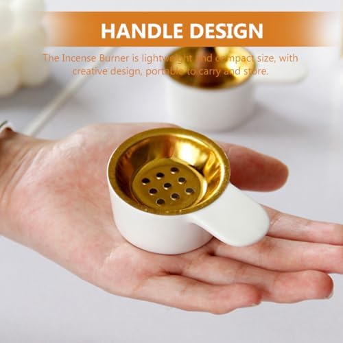 Angoily Creative Minimalist Handheld Mini White Ceramic Incense Holder Burner for Home Decor Middle Eastern Festival Aromatherapy Desktop Censer Ornament - Image 4