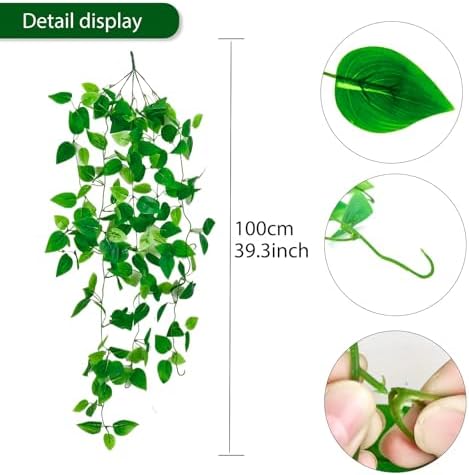 Fake Hanging Plants Vines(3pcs)for Room Decor, Artificial Ivy Greenery Garlands for Home Bedroom Living Aesthetic Kitchen Office Wall Patio Bookshelf,Indoor,Outdoor Farmhouse Decorations(No Basket) - Image 2