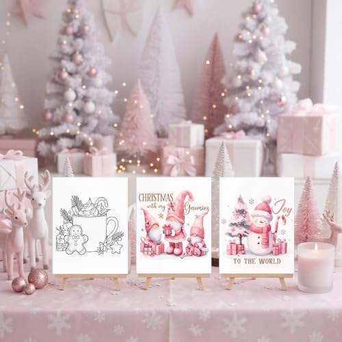 Zhanmai 72 Pcs 12 Sets Sip and Paint Kit Pre Drawn Canvas for Painting 8" x 10" Paint Party Canvas Painting Pre Printed Canvases for Party Favor DIY Adult's Date Night(Pink Pretty) - Image 6