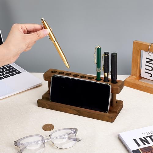 PH PandaHall Wooden Pen Display Stand Wood Pencil Holder for Desk, Brown - Image 3