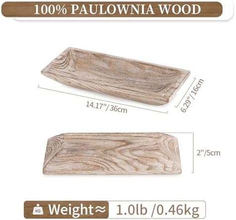 Hanobe Solid Wooden Decorative Bowl for Coffee Table Entryway Decor, White - Image 5