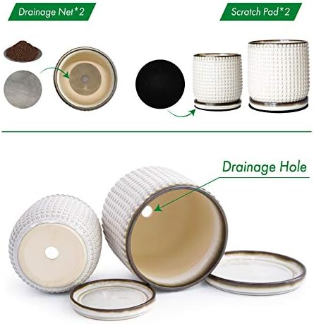 D'vine Dev Beaded Ceramic Planter Pots, 4/6 in, Smoked White, 27-D-U-1 - Image 4