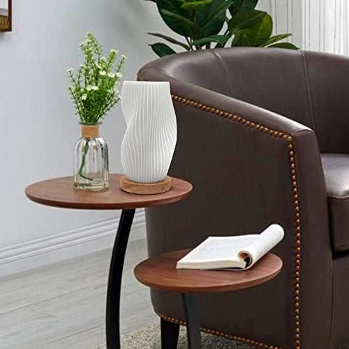 Dimmable Small Table Lamp with Rotary Switch, Striped Bedside Night Light - Image 5
