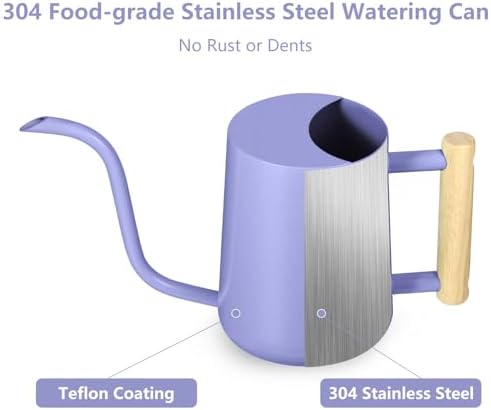 Watering Can Indoor Plants, 35oz Small Stainless Steel Metal Watering Can Modern Decorative Watering Pot with Long Spout for Indoor House Plant Bonsai Garden Flowers (Purple) - Image 5
