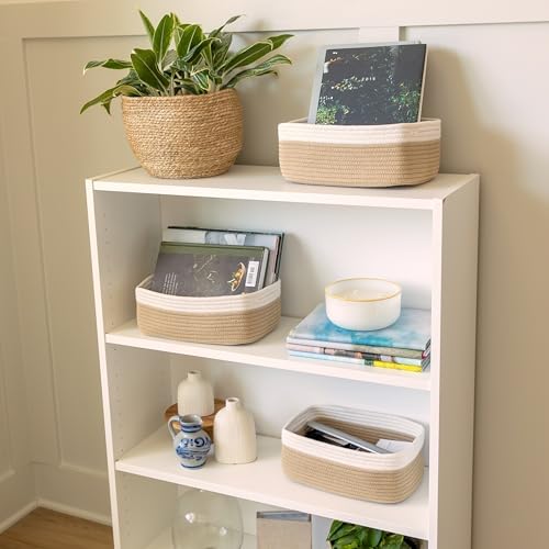 NaturalCozy 11.8"x8"x4.5” Storage Baskets for Shelves 3 Pack | Cotton Rope Woven Small Baskets for Organizing | Small Storage Bins for Nursery, Bathroom, Closet, Cube Shelf, Decorative, Gift Basket - Image 3