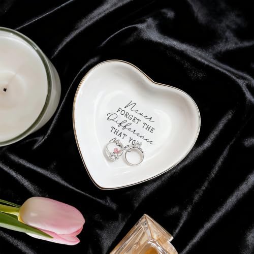 Heart Shaped Ceramic Jewelry Dish for Women, Inspirational Trinket Tray, Ring Holder, Vanity Decorative Plate for Mom, Sister, Friendship Gift - Image 4