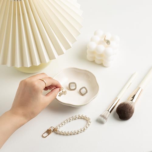 BEUNAIZER Ceramic Ring Dish, 4.3 in Flower Jewelry Tray with Raised Sides - Image 4