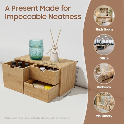 Gdrasuya10 Office Storage Supplies Table Organizer For Desk,Holder Desk Organizer Box With 3 Drawers Makeup Stationery Holder - Image 6