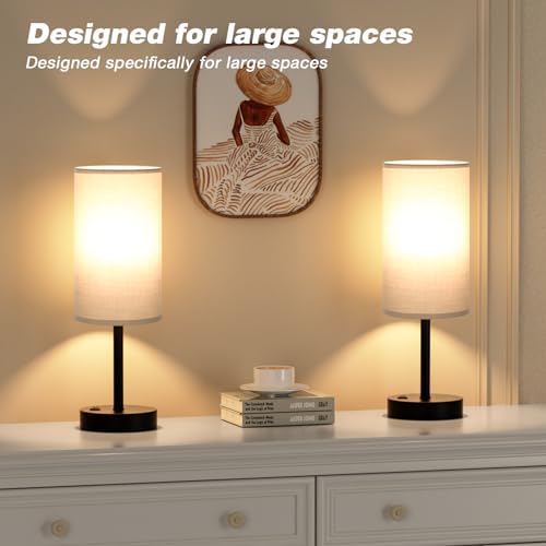 Fenmzee 17.4" Grey Lamp for Bedroom - Dimmable Touch, USB A+C, AC Outlet - Image 7